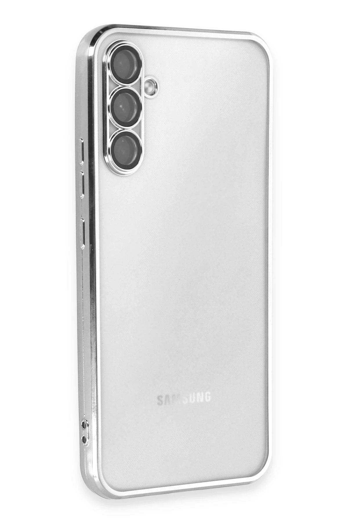 Newface Samsung Galaxy A54 5G Kılıf Razer Lensli Silikon - Gümüş