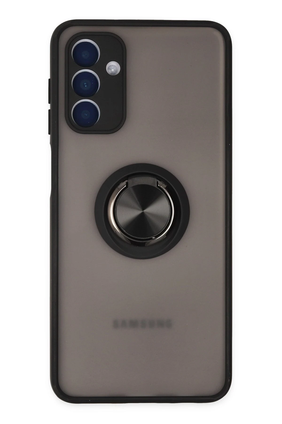 Newface Samsung Galaxy A04S Kılıf Montreal Yüzüklü Silikon Kapak - Siyah