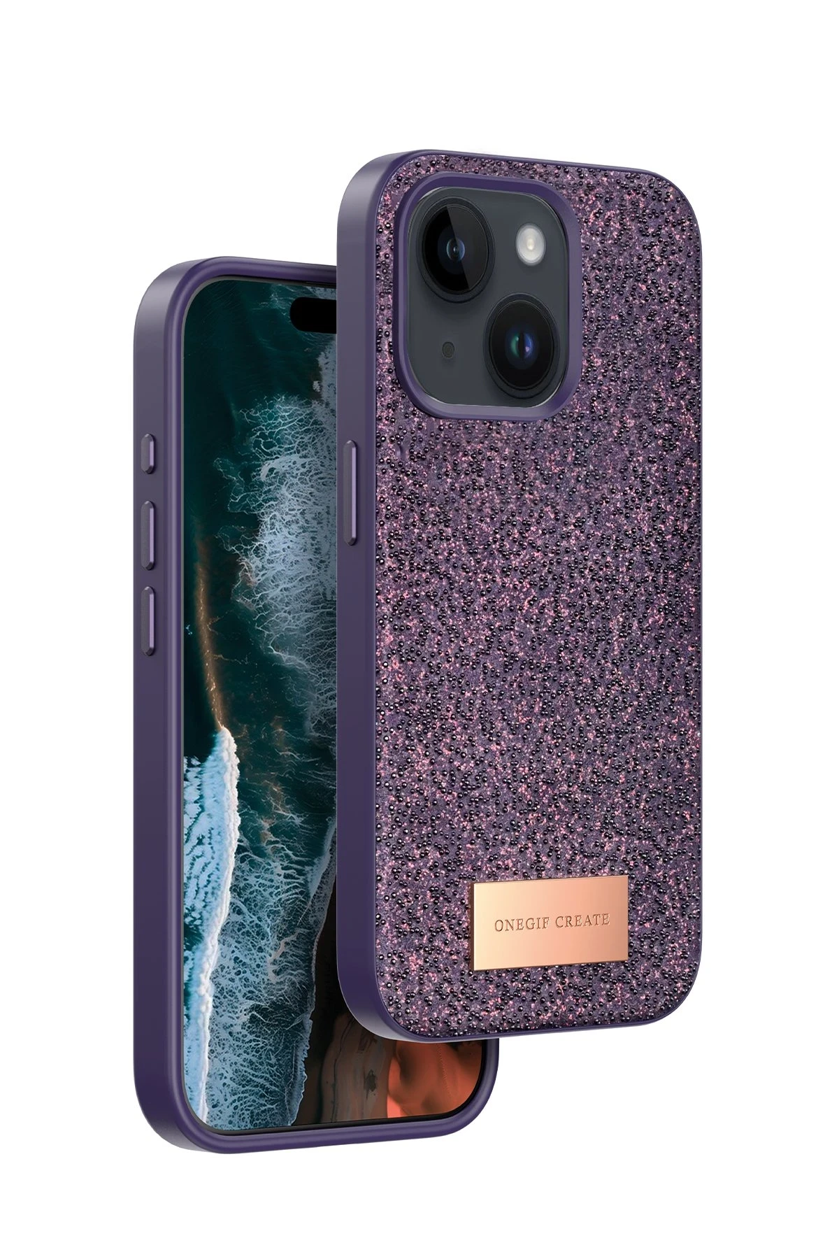Onegif iPhone 15 Bright Simli Kapak - Derin Mor