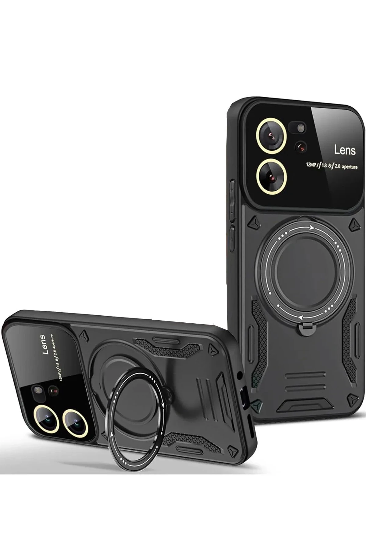 Newface Xiaomi Mi 13T Pro Kılıf Joy Lens Standlı Kapak - Siyah