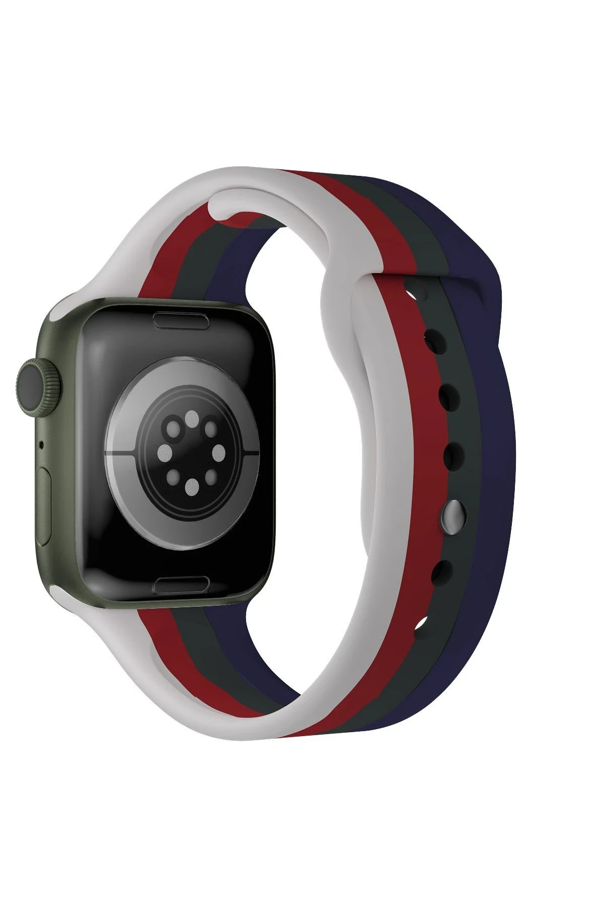 Newface Apple Watch 38mm Gökkuşağı Org Kordon - Beyaz-Lacivert