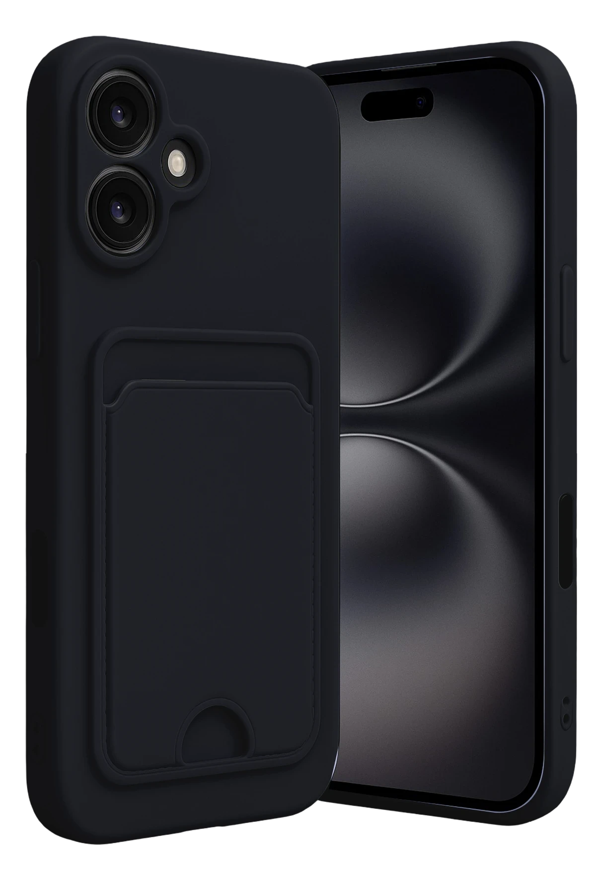 Newface iPhone 16 Kılıf Kelvin Kartvizitli Silikon - Siyah
