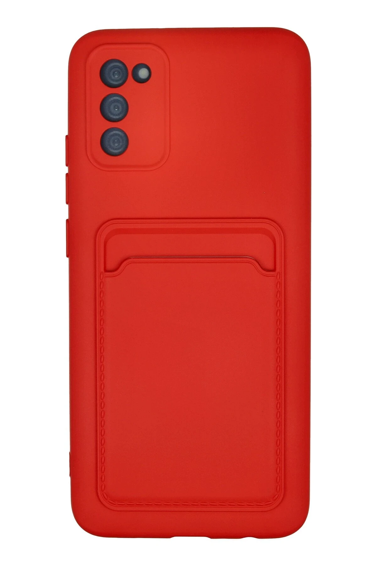 Newface Samsung Galaxy A02S Kılıf Kelvin Kartvizitli Silikon - Kırmızı