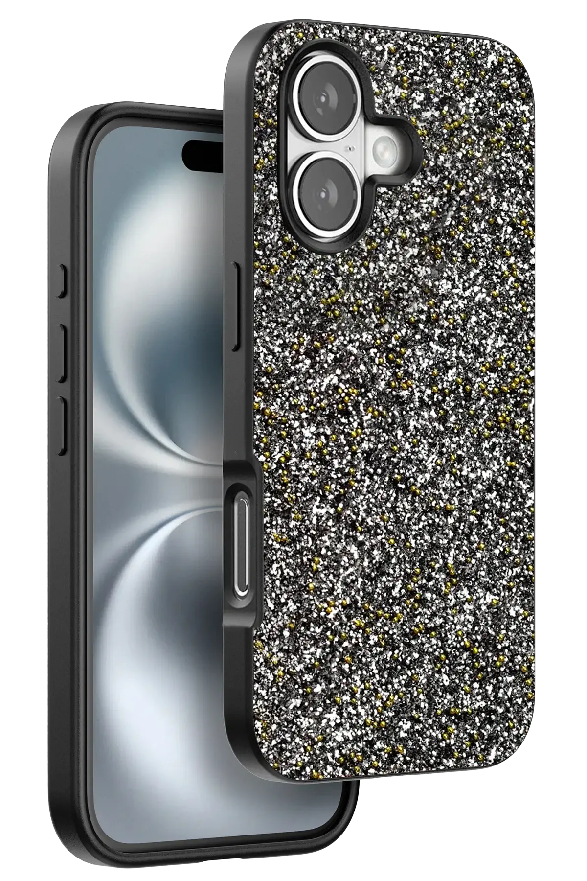 Onegif iPhone 16 Plus Bright Simli Kapak - Gümüş