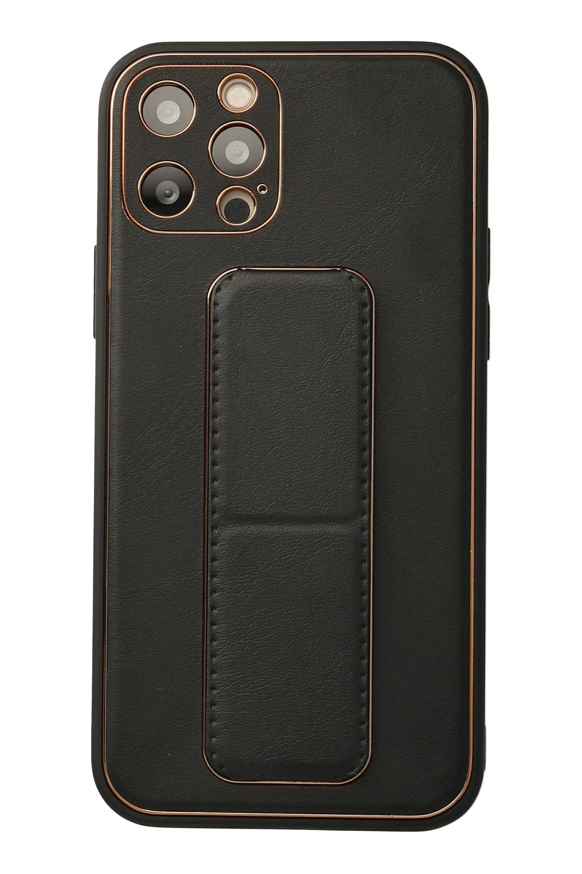 Newface iPhone 12 Pro Kılıf Coco Deri Standlı Kapak - Siyah