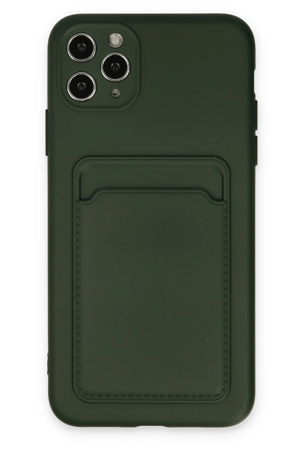Newface iPhone 11 Pro Max Kılıf Kelvin Kartvizitli Silikon - Koyu Yeşil