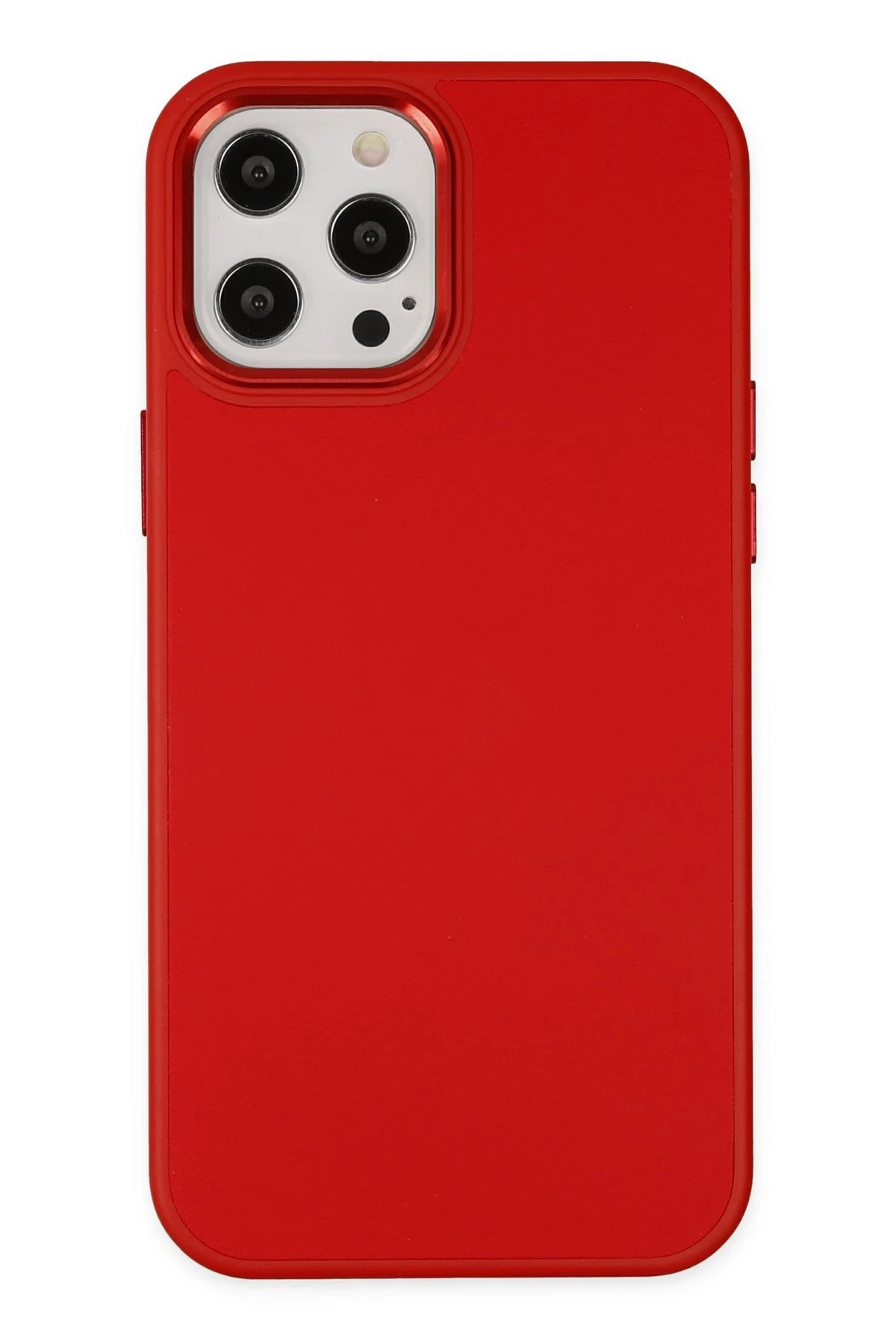 Newface iPhone 12 Pro Max Kılıf Asya Deri Silikon - Kırmızı