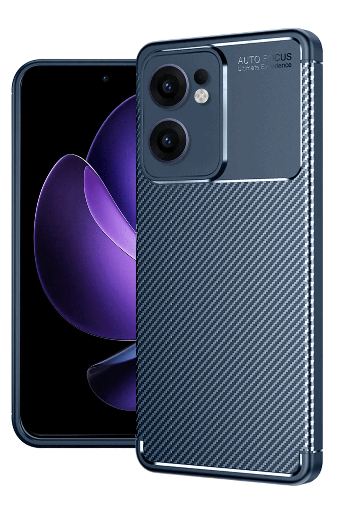 Newface Oppo Reno 13F Kılıf Auto Focus Karbon Kapak - Lacivert